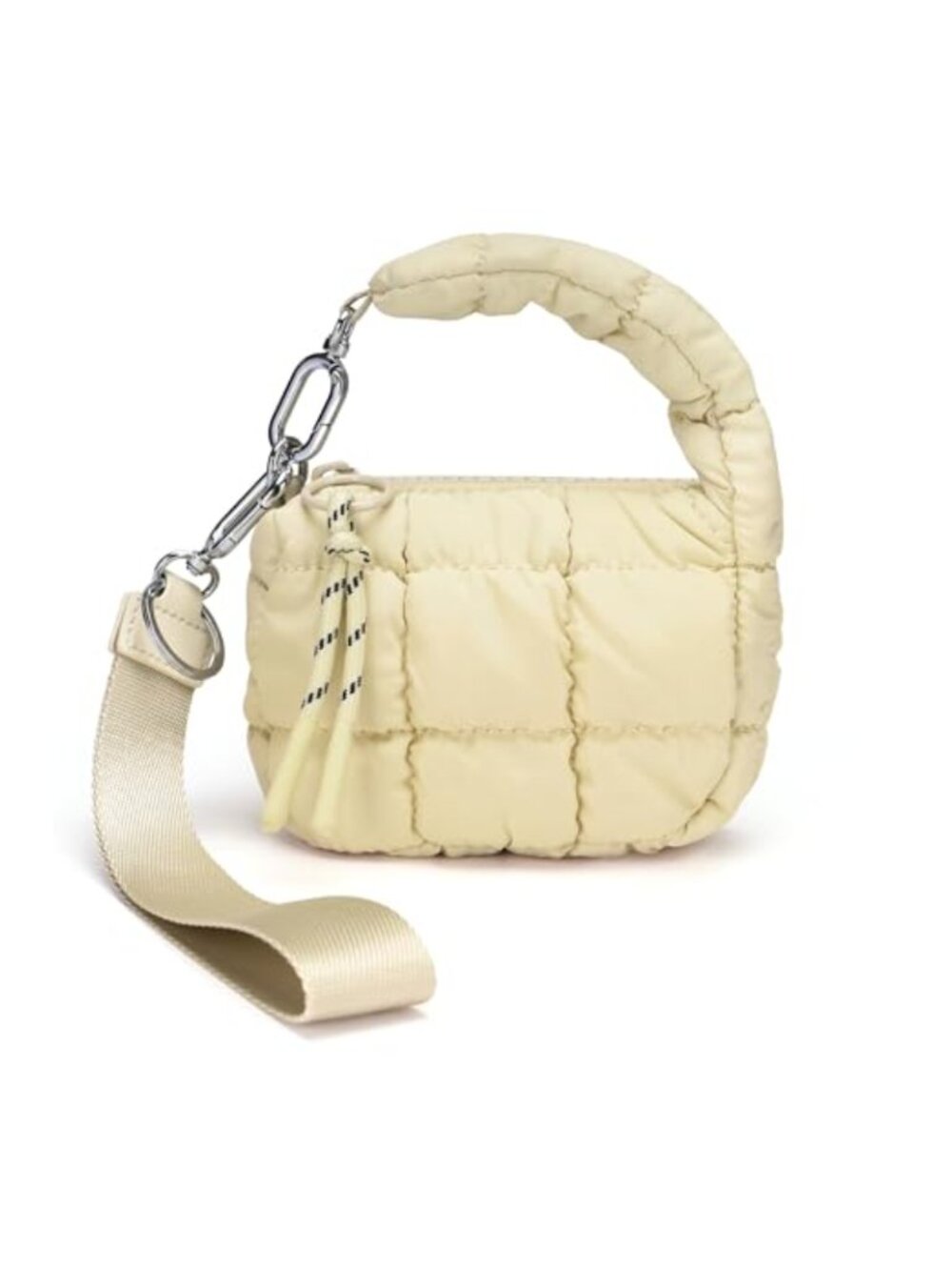 Quilted Nylon Wristlet Bag Puffer Mini Evening Lipstick Purse